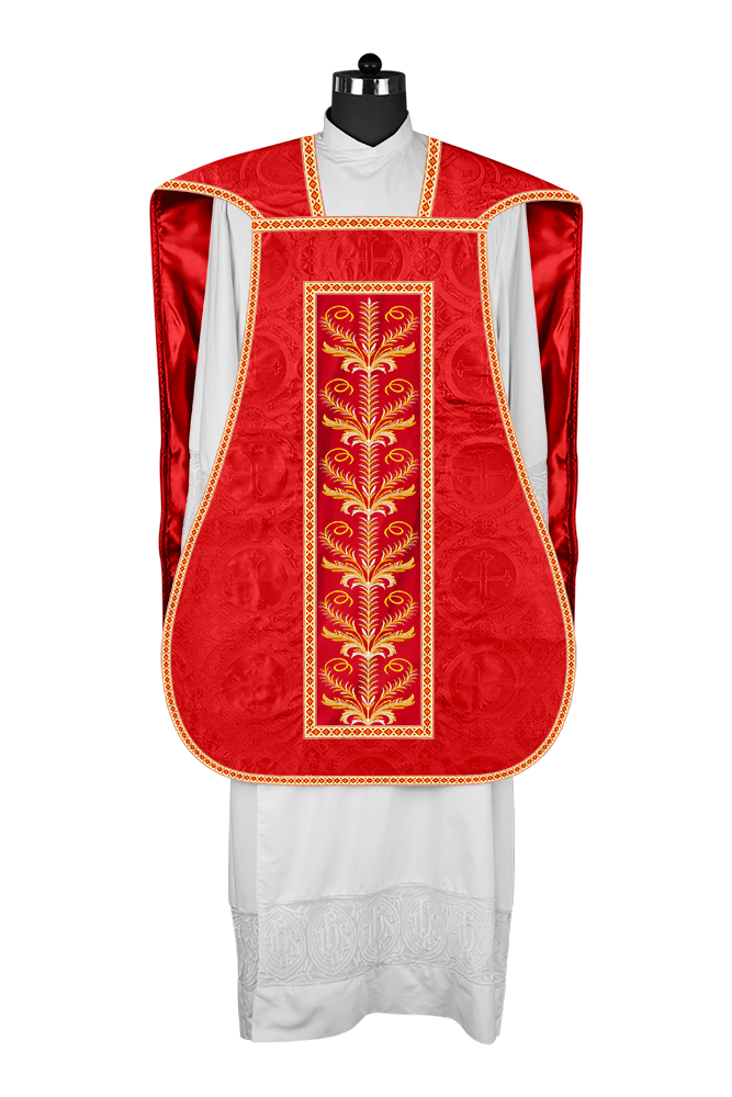 Roman Chasuble Vestment with Detailed Orphrey