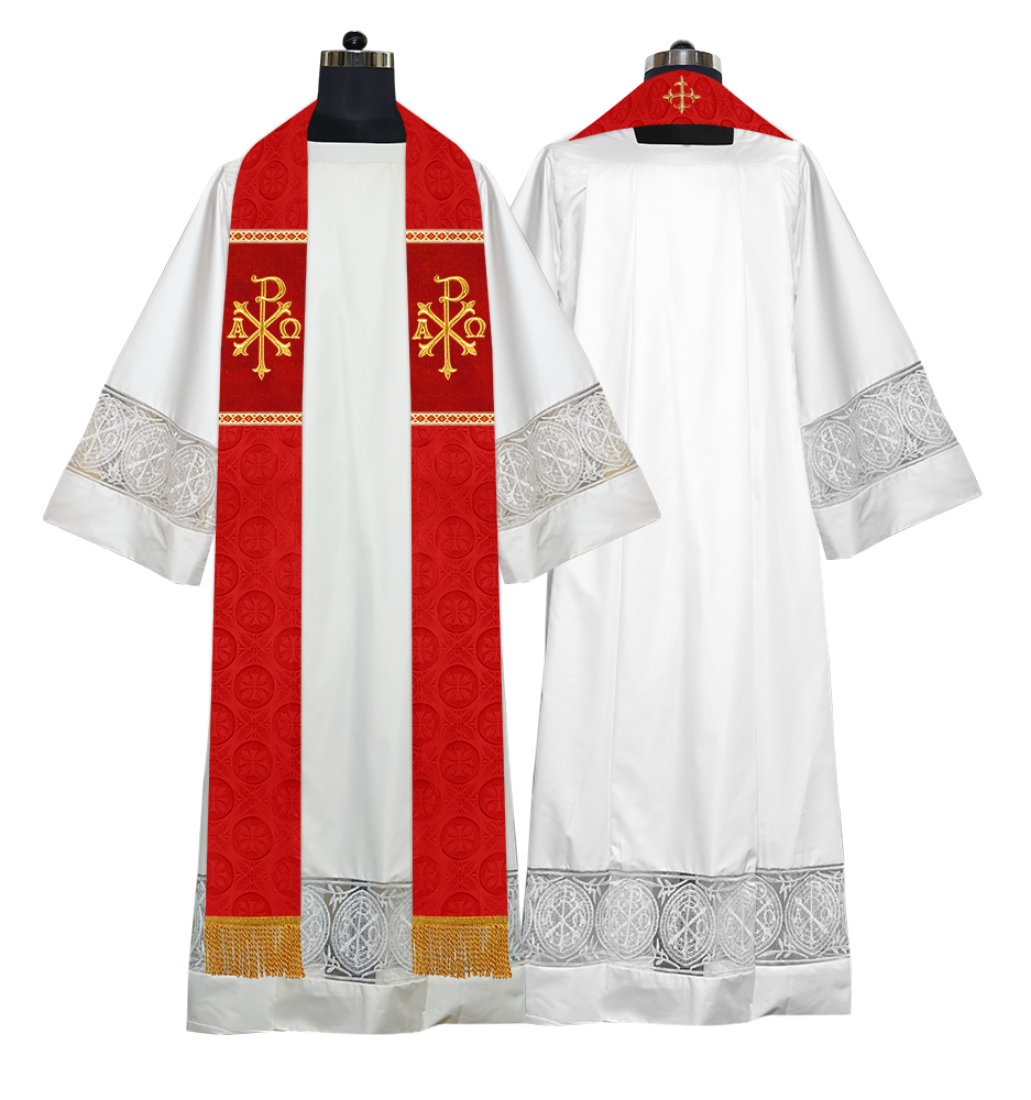 Liturgical Stole Adorned with Spiritual Motif and Trims