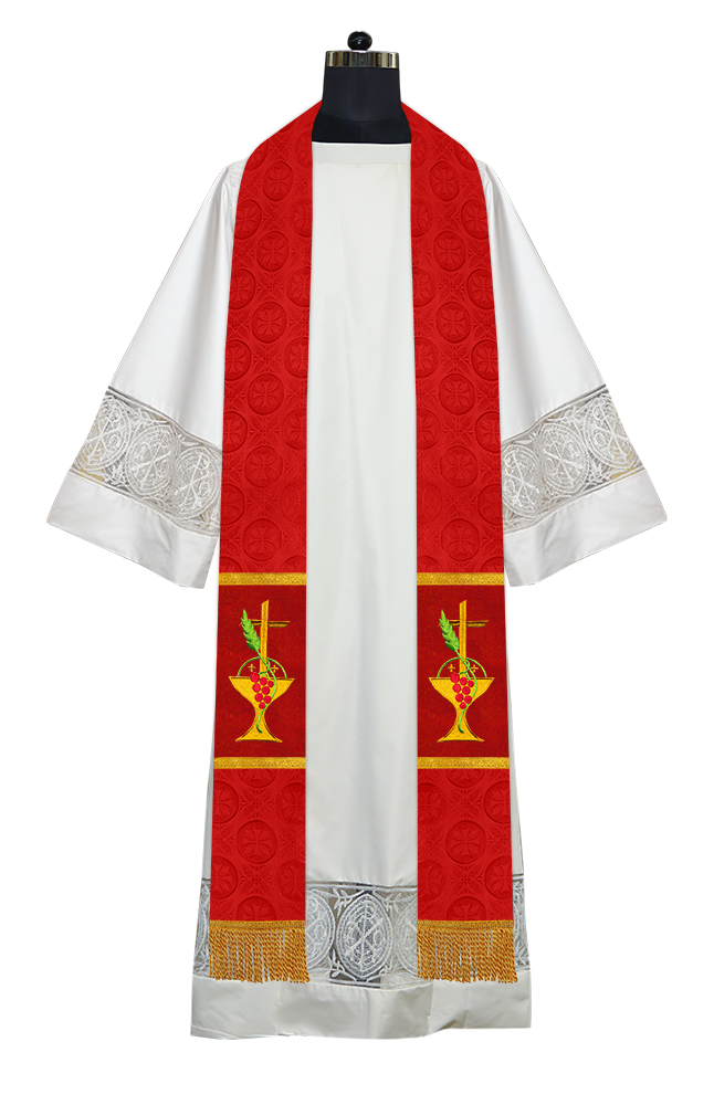 Elegant Clergy Stole with Grapes Embroidery