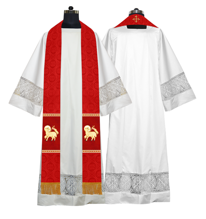 Liturgical Stole Adorned with Spiritual Motif and Trims