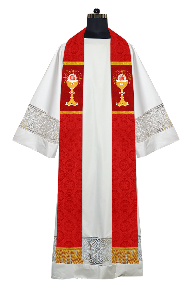 Minister Stole with Ornate Embroidered Motif