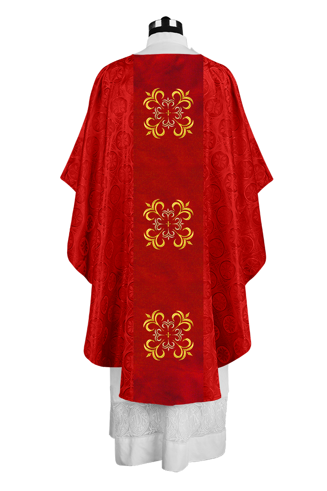 Embroidered Gothic Chasuble for Clergy with Liturgical Orphrey Design