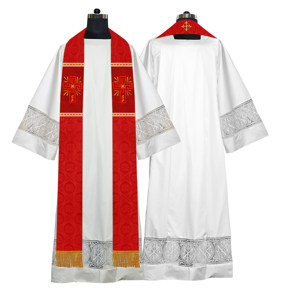 Traditional Minister Stole with Embroidered Cross Motif
