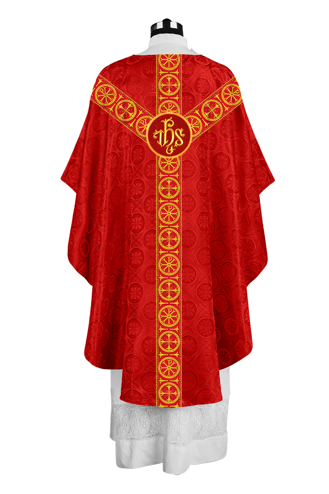 Gothic-Style Chasuble in Premium Fabric with Spiritual Motif