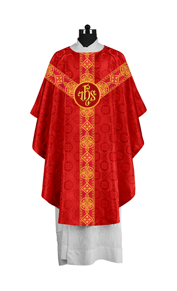 Liturgical Gothic Chasuble with Fine Lace Orphrey and Motif