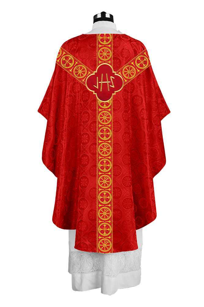 Handcrafted Liturgical Chasuble Adorned with Braided Orphrey