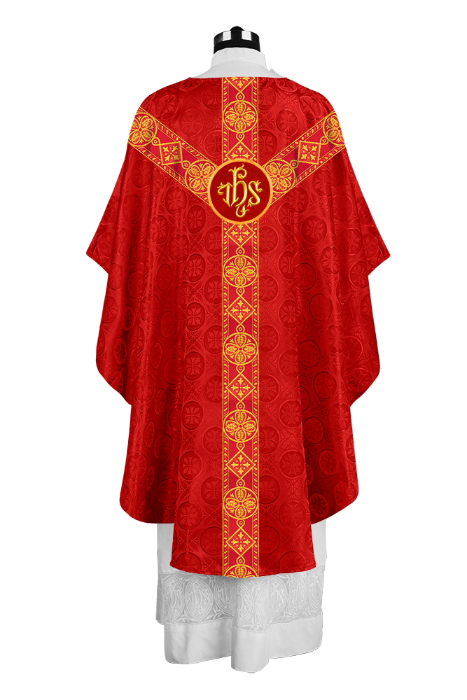 Liturgical Gothic Chasuble with Fine Lace Orphrey and Motif