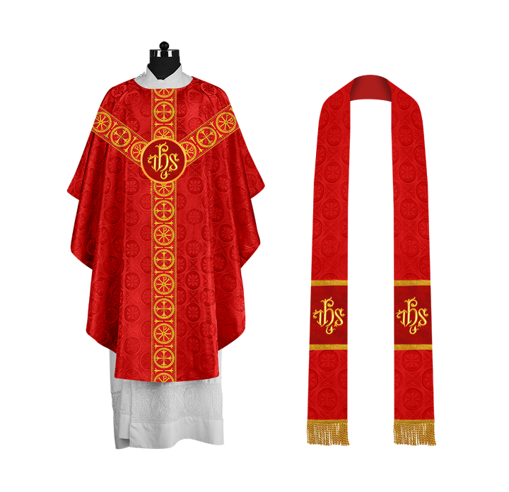 Gothic-Style Chasuble in Premium Fabric with Spiritual Motif