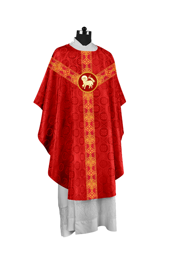 Liturgical Gothic Chasuble with Fine Lace Orphrey and Motif