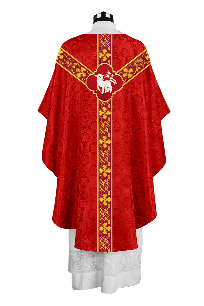 Pastor Chasuble with Embroidered Motif and Braided Orphrey