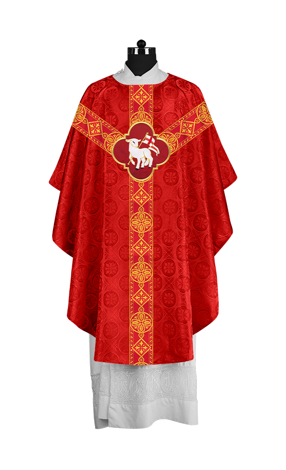 Gothic Liturgical Chasuble with Woven Braids and Spiritual Motif