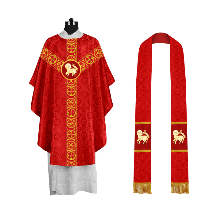 Gothic-Style Chasuble in Premium Fabric with Spiritual Motif