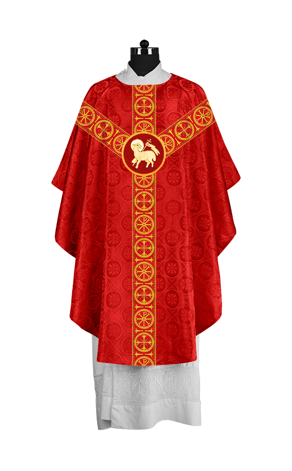 Gothic-Style Chasuble in Premium Fabric with Spiritual Motif