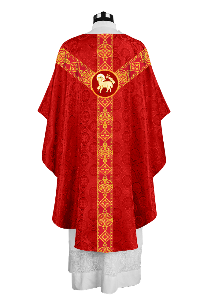 Liturgical Gothic Chasuble with Fine Lace Orphrey and Motif