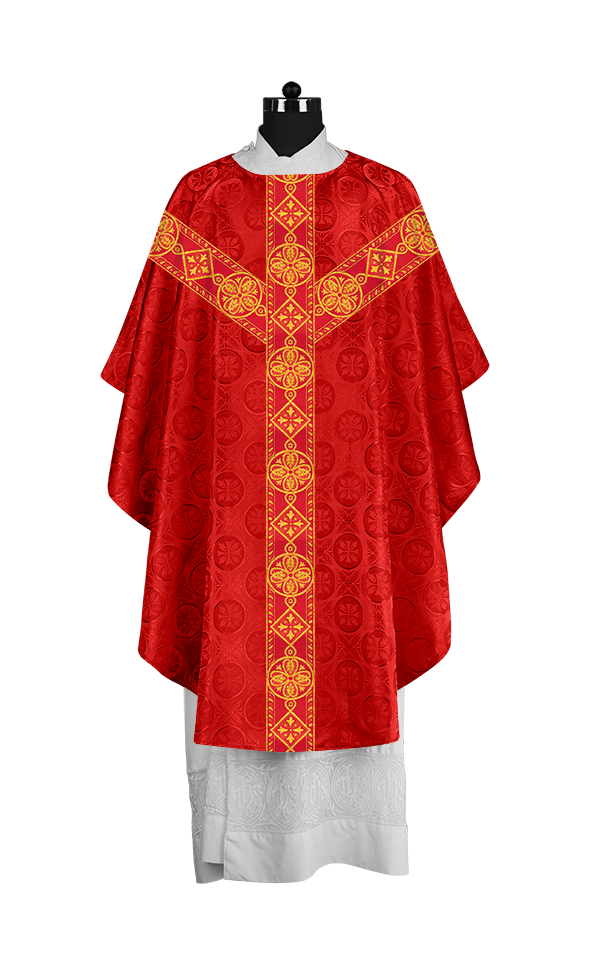 Liturgical Gothic Chasuble with Fine Lace Orphrey and Motif