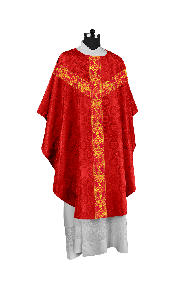 Liturgical Gothic Chasuble with Fine Lace Orphrey and Motif