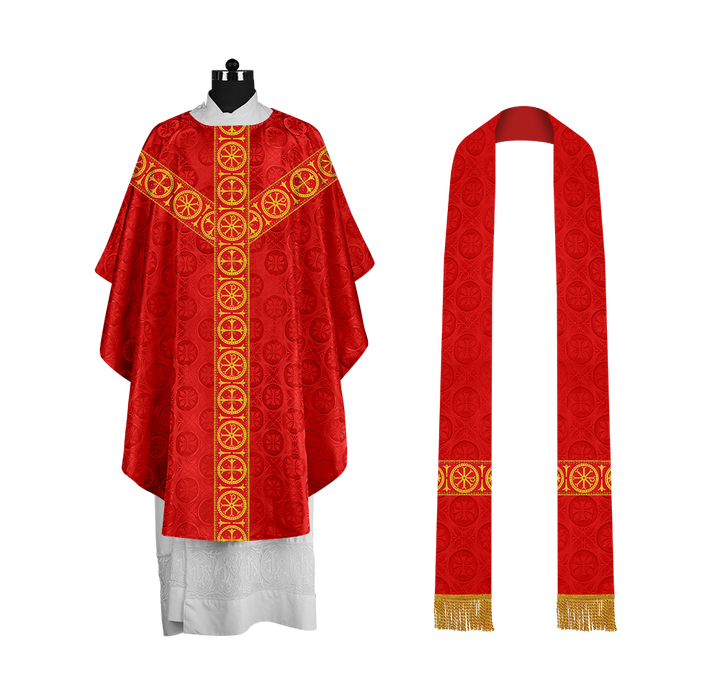 Gothic-Style Chasuble in Premium Fabric with Spiritual Motif