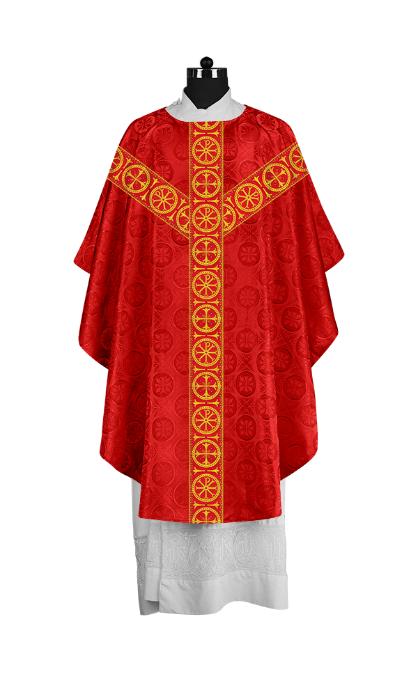 Gothic-Style Chasuble in Premium Fabric with Spiritual Motif