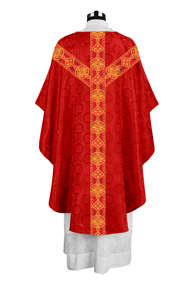 Liturgical Gothic Chasuble with Fine Lace Orphrey and Motif