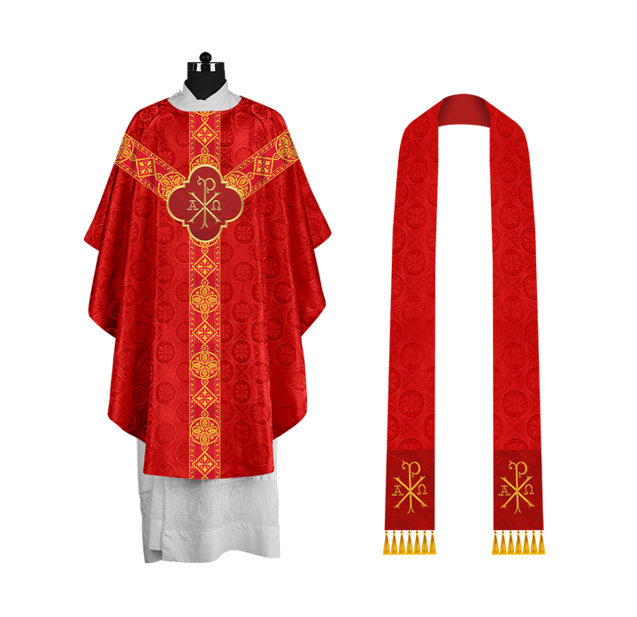 Gothic Liturgical Chasuble with Woven Braids and Spiritual Motif