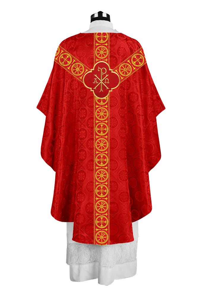 Handcrafted Liturgical Chasuble Adorned with Braided Orphrey