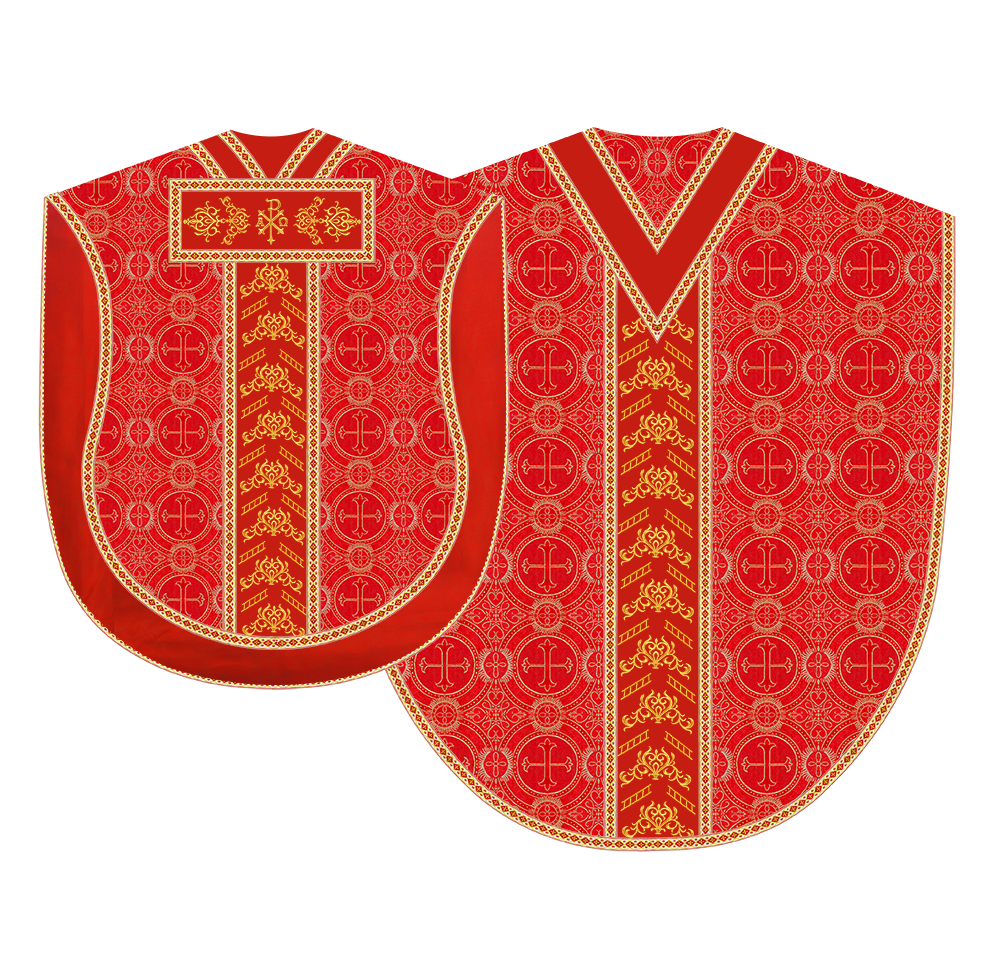 Borromean chasuble vestment adorned with colour braids and trims