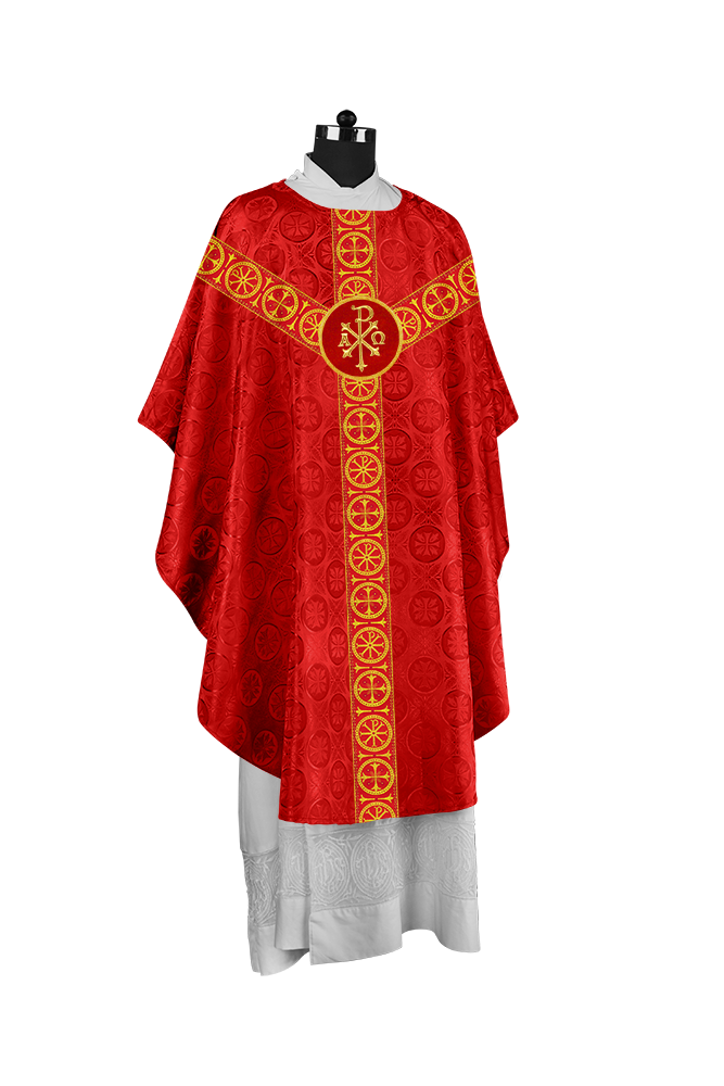 Gothic-Style Chasuble in Premium Fabric with Spiritual Motif
