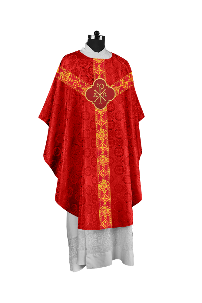 Gothic Liturgical Chasuble with Woven Braids and Spiritual Motif