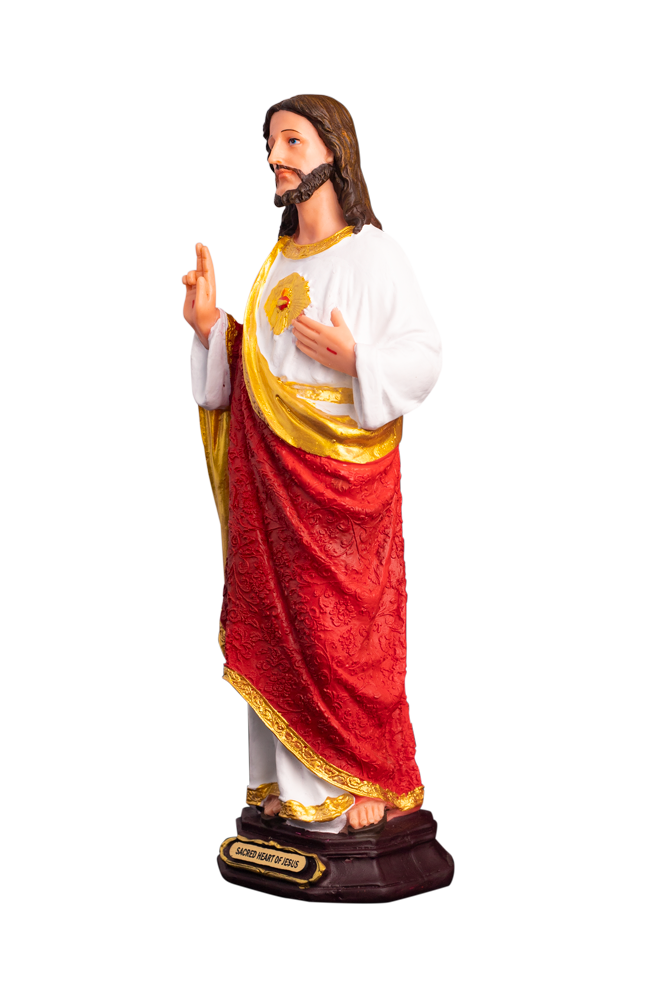 Sacred Heart Jesus 12" Statue – Radiant Heart and Blessing Hand Ornament