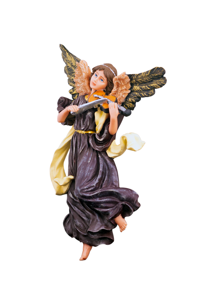10" Beautiful Angel Statue with Violin in Rich Detail
