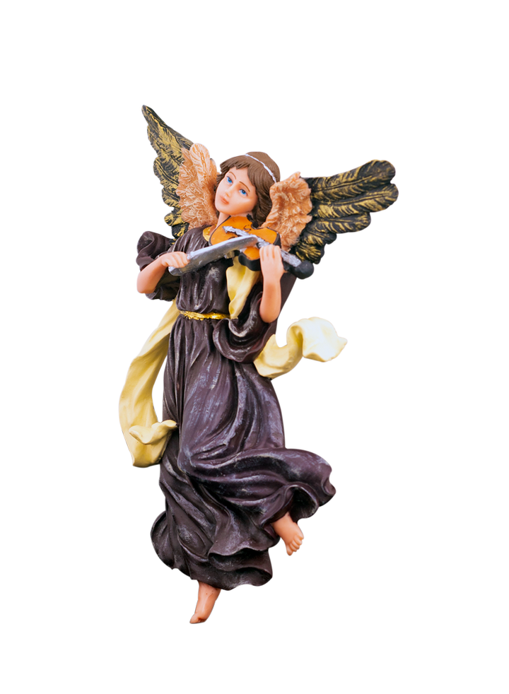 10" Beautiful Angel Statue with Violin in Rich Detail