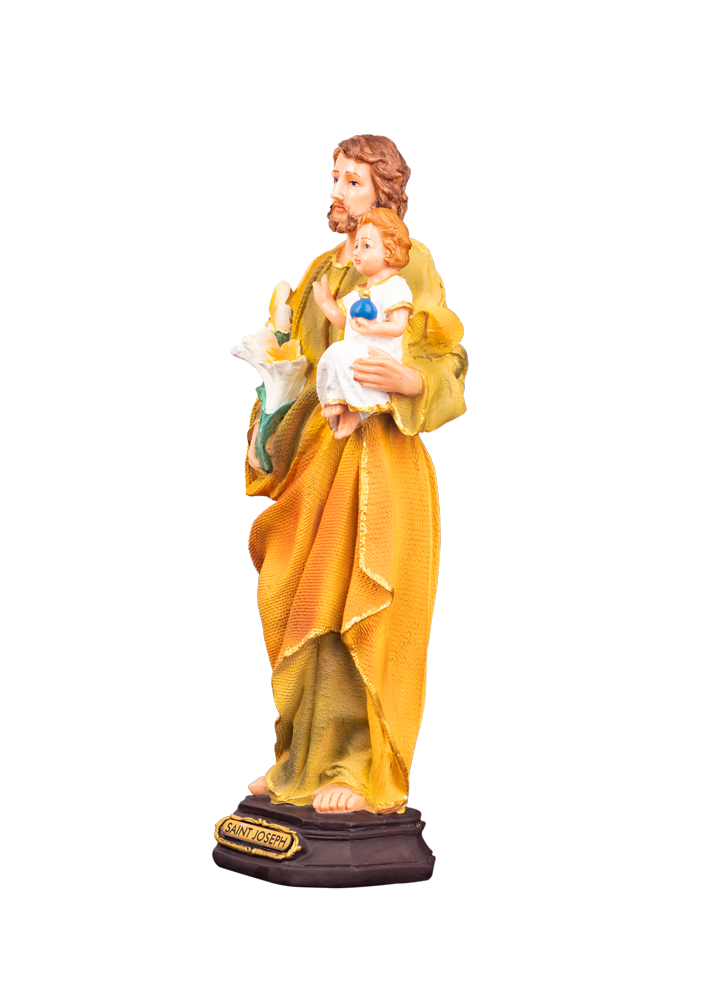 12" Saint Joseph with Lily and Jesus Statue