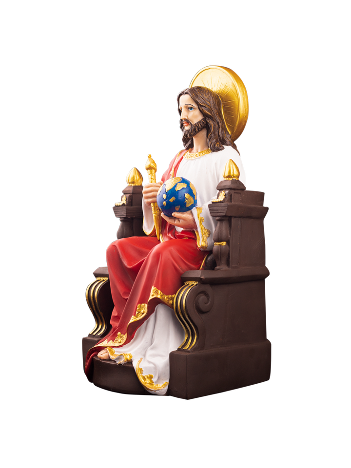 12" Majestic Christ the King Seated on Throne Statue