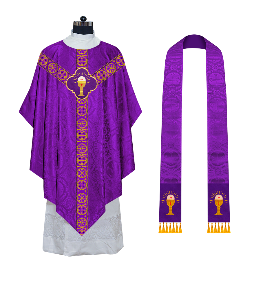 Pugin Gothic Chasuble with Designer Orphrey - Elegant Catholic Vestment