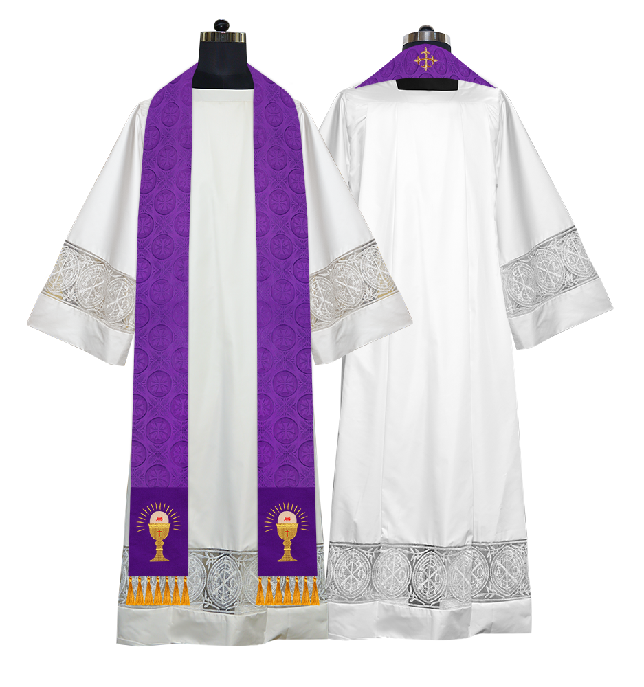 Ordination Stole with Embroidered Spiritual Motif