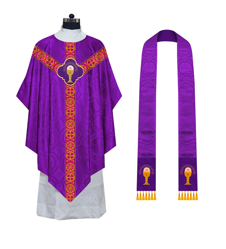 Pugin Gothic Chasuble with Designer Orphrey - Elegant Catholic Vestment