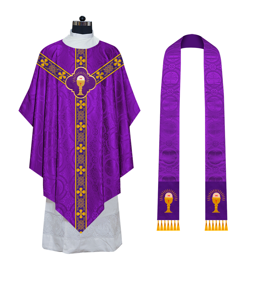 Pugin Gothic Chasuble with Designer Orphrey - Elegant Catholic Vestment