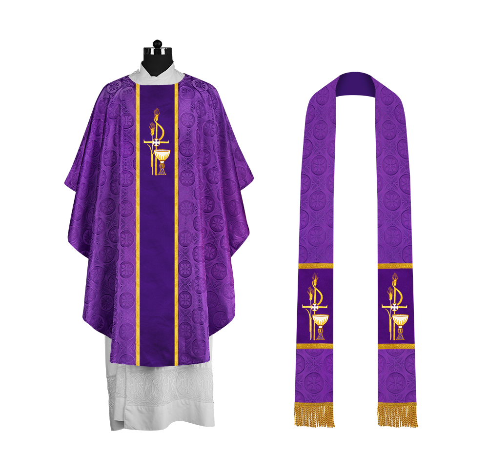 Gothic Chasuble with Elegant Embroidered Liturgical Motif