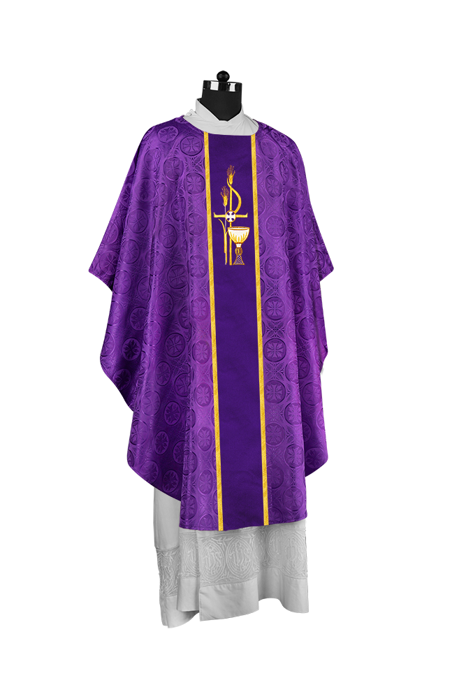Gothic Chasuble with Elegant Embroidered Liturgical Motif