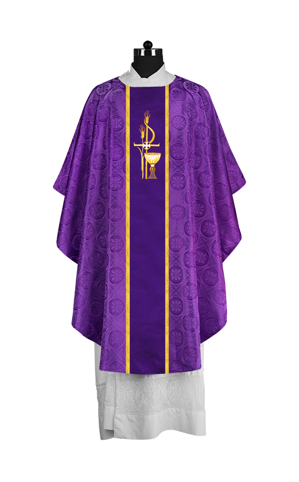 Gothic Chasuble with Elegant Embroidered Liturgical Motif