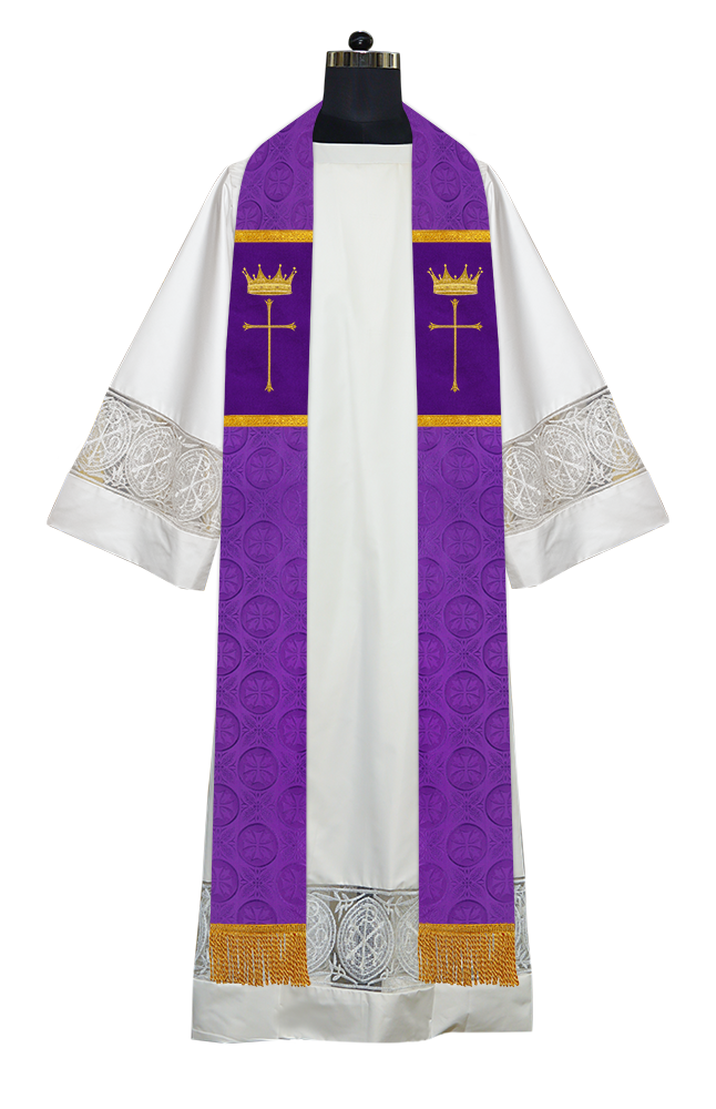 Clergy Stole with Embroidered Liturgical Motif