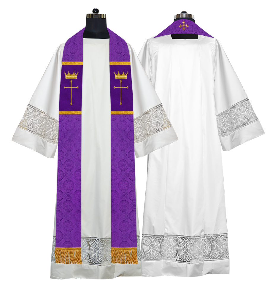 Clergy Stole with Embroidered Liturgical Motif