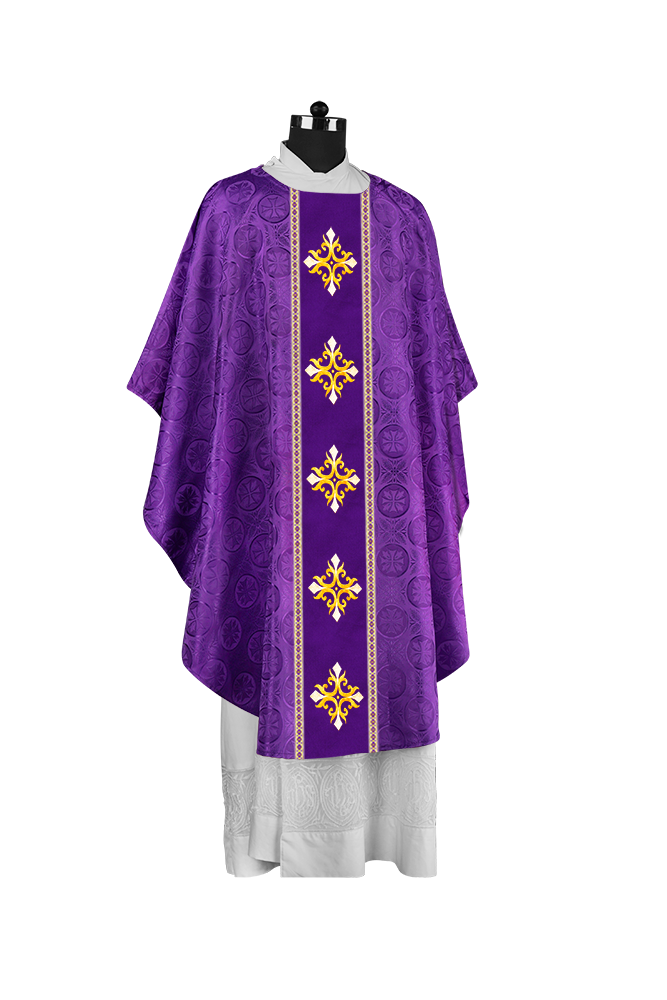 Liturgical Gothic Chasuble with Embroidered Cross Motif