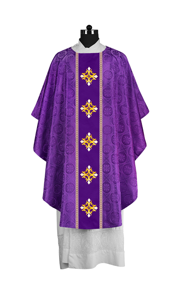 Liturgical Gothic Chasuble with Embroidered Cross Motif