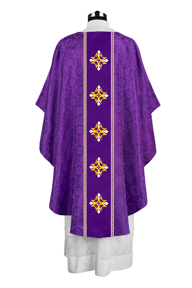 Liturgical Gothic Chasuble with Embroidered Cross Motif