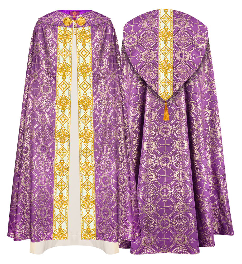 Gothic Style Cope Vestment With Detailed Ivory Braids