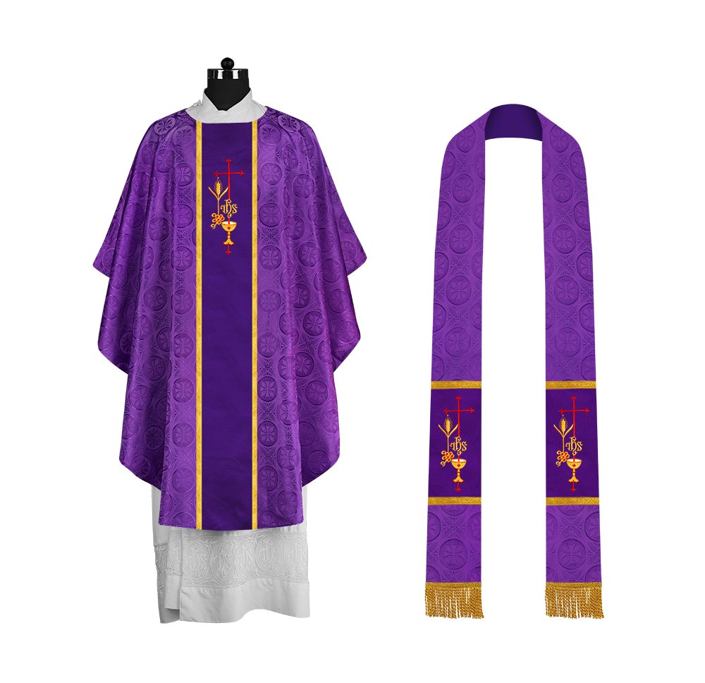 Gothic Chasuble with Elegant Embroidered Liturgical Motif