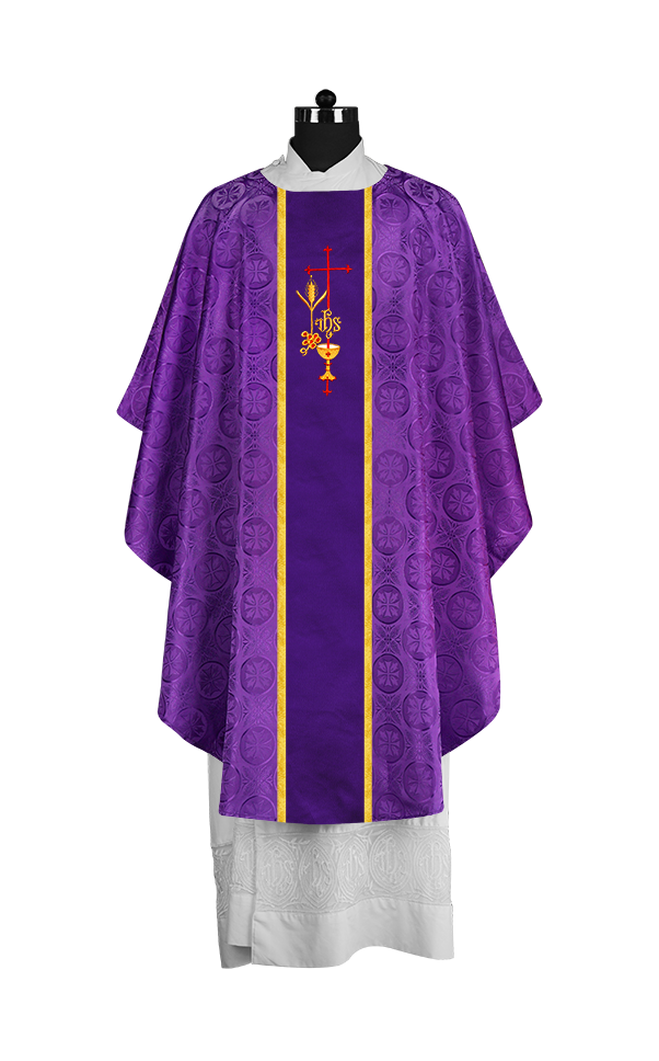 Gothic Chasuble with Elegant Embroidered Liturgical Motif