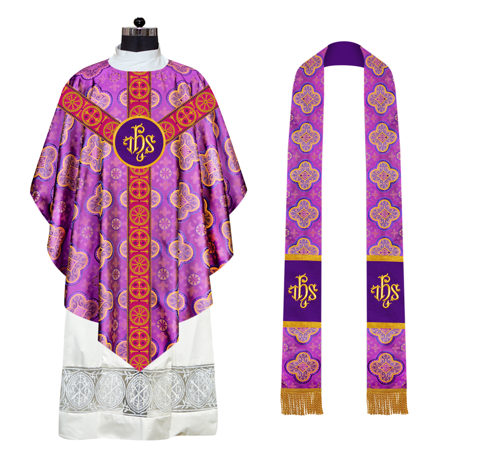 Pugin Chasuble with Liturgical Motif and Trims