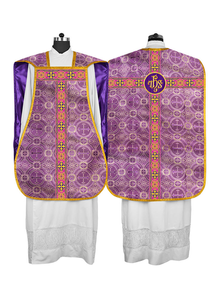 Roman Fiddleback Vestment with Motifs and Braided Trims